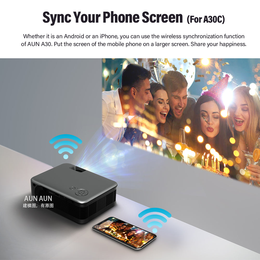 MINI Projector  A30C Pro Smart TV Box Home Theater Projectors Cinema Mirror Phone LED Video Projector for Home 4K Video