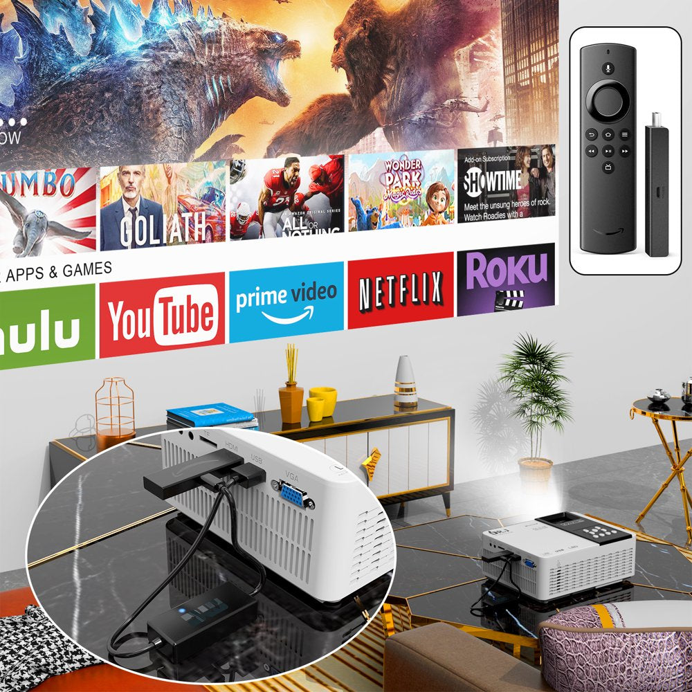 5G Wifi Projector with Bluetooth 5.1, 9000 Lumens HD Movie Projector, 1080P 250'' Display Supported