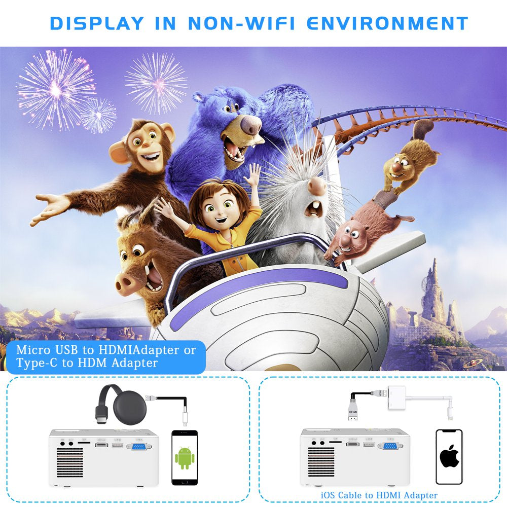 Mini Projector with WIFI 8500L Portable Wifi Projector for Outdoor Movie Projector Support 1080P