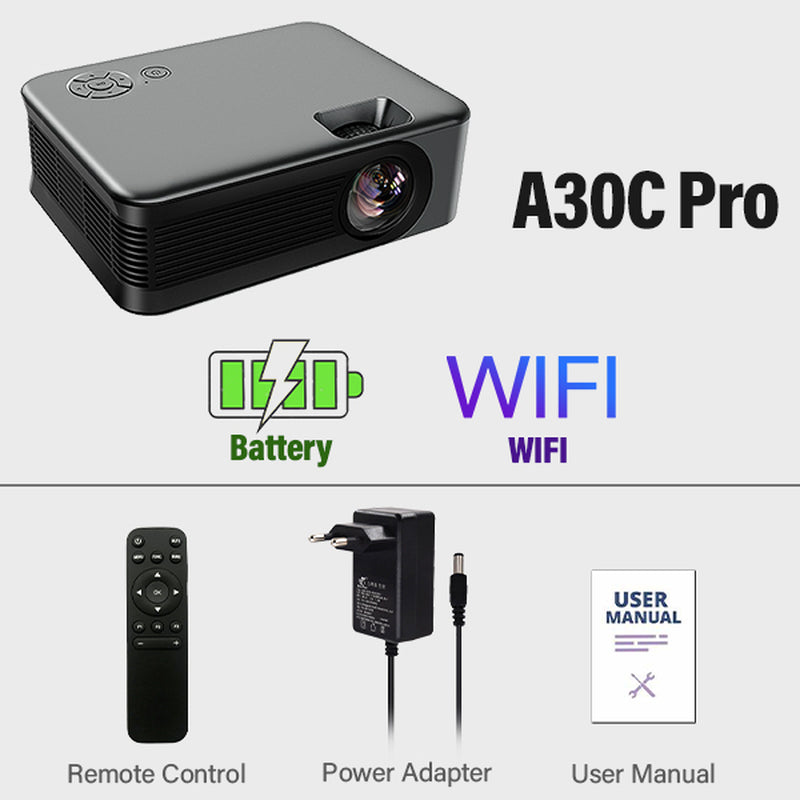 MINI Projector  A30C Pro Smart TV Box Home Theater Projectors Cinema Mirror Phone LED Video Projector for Home 4K Video