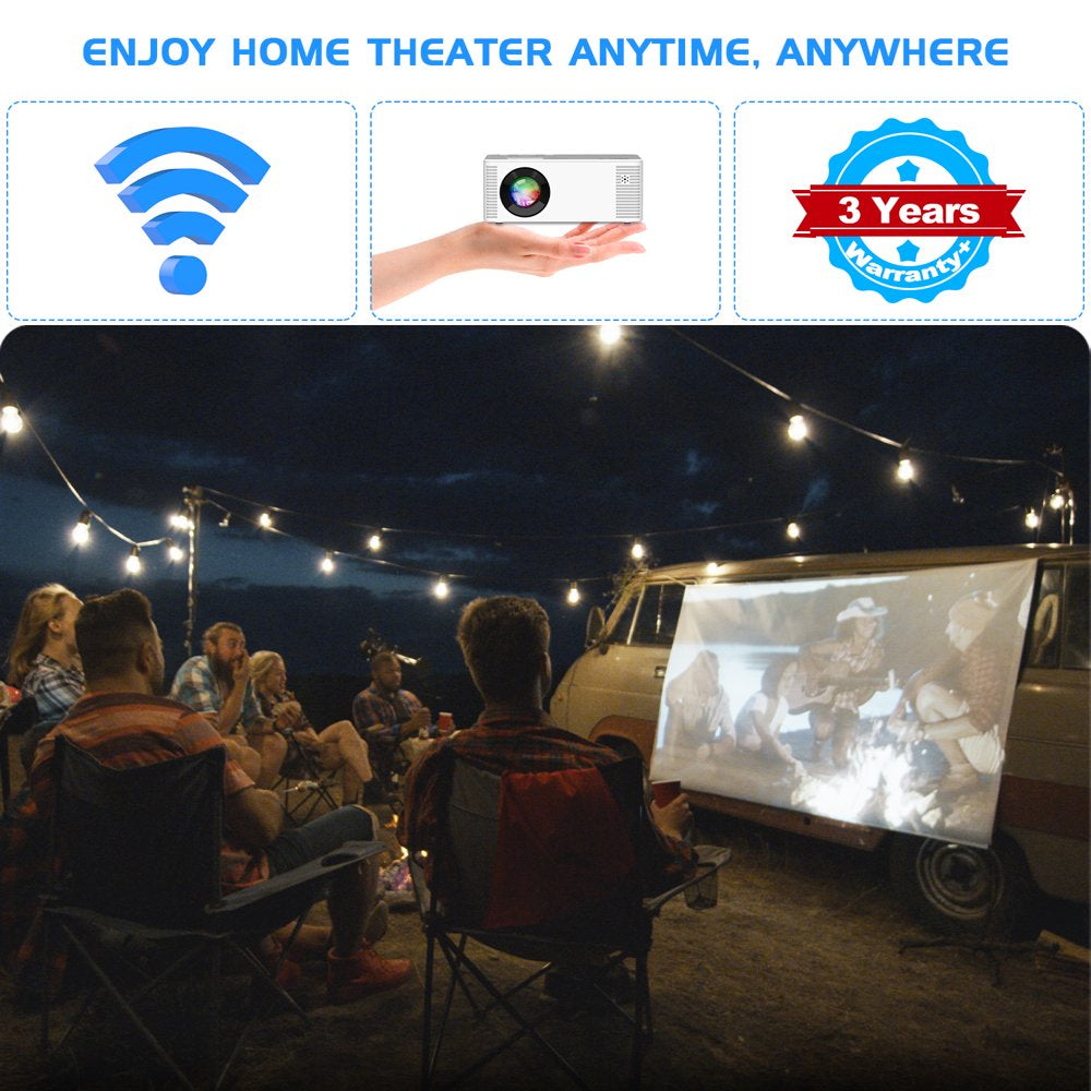 Mini Projector with WIFI 8500L Portable Wifi Projector for Outdoor Movie Projector Support 1080P